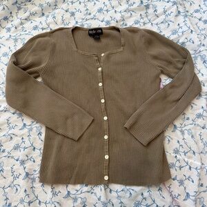 Style & Co. Women's Brown Cardigan Sweater 100% cotton